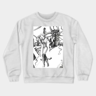 Futuristic Woman [Pencil version] Fantasy Figure Illustration Crewneck Sweatshirt